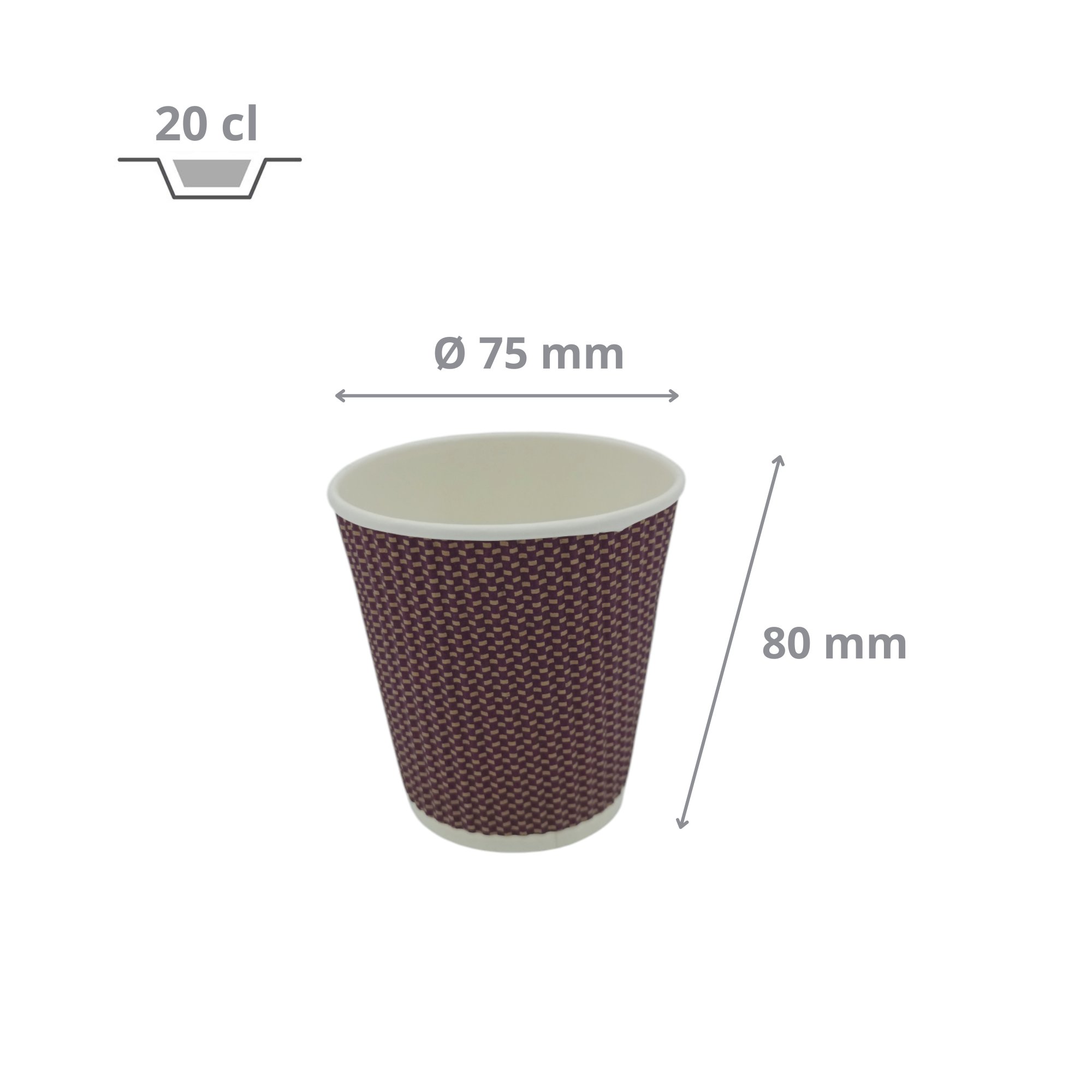 Gobelet en carton marron ondulé à double paroi 20 cl 7 oz